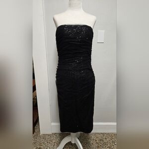 Ralph Lauren Black Strapless Sequin Dress